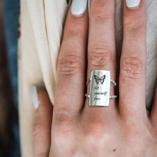 Motivation Ring Quote Ring Forgiving What You Can't Forget 925 Silver ...