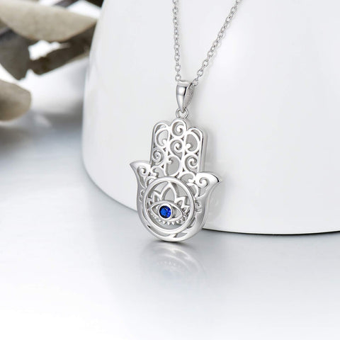 925 Sterling Silver Hand of Fatima Necklace Elephant Hamsa Necklace Evil Eye Hamsa Necklace