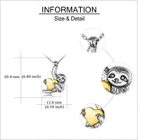 Sloth Necklace Sterling Silver Sloth Cremation Urn Necklaces for Ashes Heart Memory Jewelry Sloth Gifts for Women Men