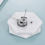 Sterling Silver Circle Crystal Tree of Life Urn Necklace for Ashes