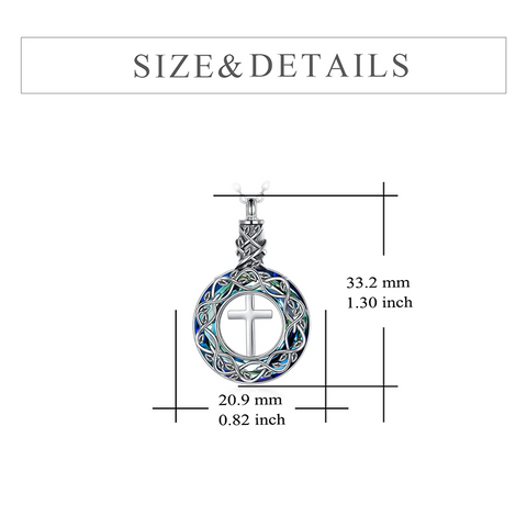 Sterling Silver Crystal Cross Tree of Life Urn Necklace for Ashes