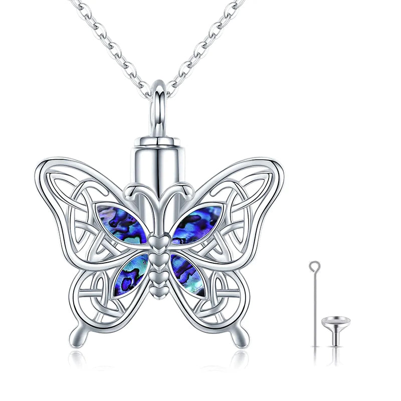 Butterfly Urn Necklace for Ashes for Women 925 Sterling Silver Celtic