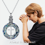 Sterling Silver Crystal Cross Tree of Life Urn Necklace for Ashes