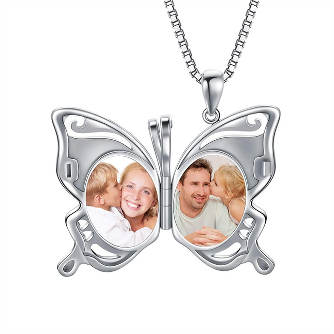 925 Sterling Silver Butterfly Locket Necklace That Holds Pictures