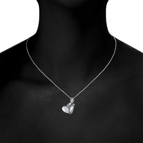 925 Sterling Silver Rose Heart Urn Necklace for Ashes Cremation Jewelry for Ashes of Loved Ones Keepsake