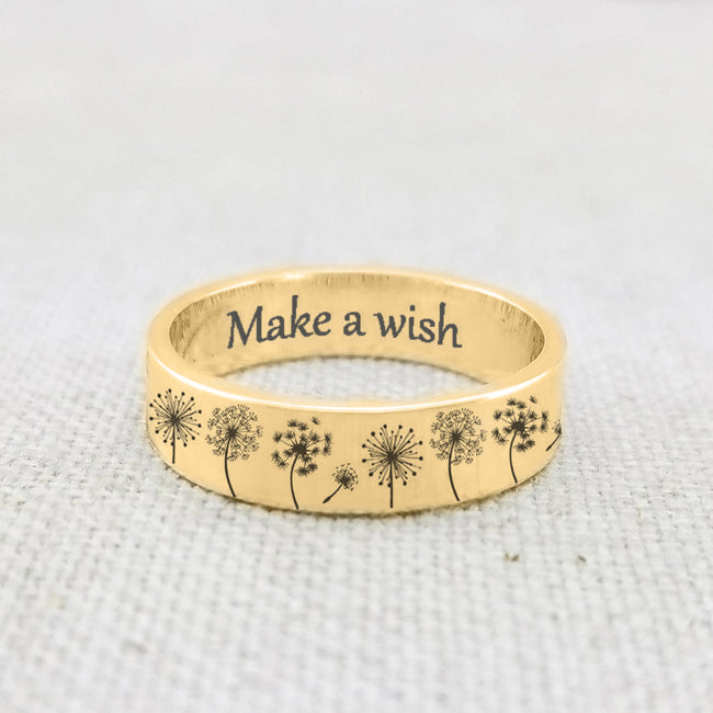 925 Sterling Silver Dandelion Ring Dandelion Seeds Ring Make A Wish Personalized Engraving Ring