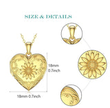 925 Sterling Silver Sunflower Locket Necklace, Photo Picture Locket Necklace, Heart-shaped Locket Necklace for Women