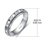 Spinner Fidget Ring S925 Sterling Silver Anxiety Worry Band Fidget Stress Relieving for Women Men