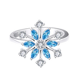 925 Sterling Silver CZ Snowflake Leverback Earrings/Necklace/Ring White/Blue Snowflake Jewelry