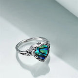 Heart Urn Ring for Ashes for Women Sterling Silver Abalone Cremation Ring Memorial Keepsake Cremation Jewelry