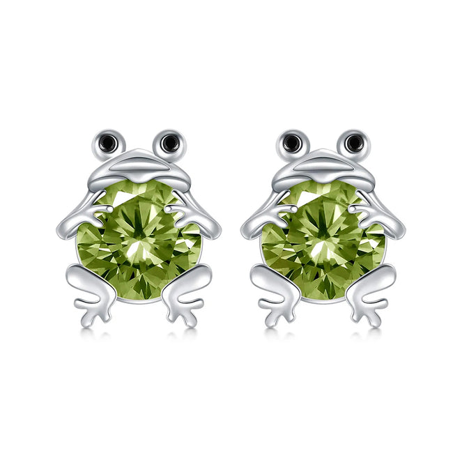 Birthstone Frog Earring S925 Sterling Silver Frog Stud Earrings Jewelry for Women Wife Birthday Day Gifts for Girls Daughter