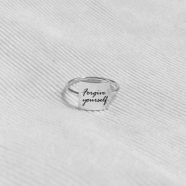 925 Sterling Silver Inspirational Ring Forgive Yourself Personailzed Ring