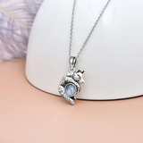 Wolf Necklace 925 Sterling Silver Moonstone Necklace Animal Lovers Jewelry for Women Girl
