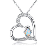 Sterling Silver Lovely Animal Penguin Heart Pendant Necklace Jewelry Gift for Women bfb