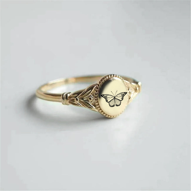 925 Sterling Silver Retro Style Ring Butterfly Ring