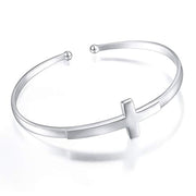 Sterling Silver Faith Hope Love Cross Bangle Bracelet for Women Sister Girlfriend Gift