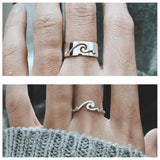 Wave Couple Rings 925 Silver Promise Ring Set His and Hers Matching Rings For Couples Wedding Bands Set