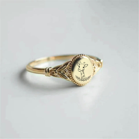Sterling Silver Giraffe Animal Ring