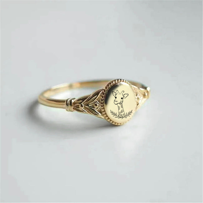 925 Sterling Silver Giraffe Ring Animal Ring Gift Ring