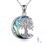 Urn Necklace for Ashes Sterling Silver Tree of Life Cremation Jewelry for Ashes Heart Abalone Shell Memory Jewelry for Women