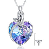 Dragonfly/Butterfly Urn Necklaces S925 Sterling Silver Pendant with Crystal Jewelry Gifts for Women Teen Girls