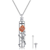 Sterling Silver Rose Flower Urn Necklace for Ashes
