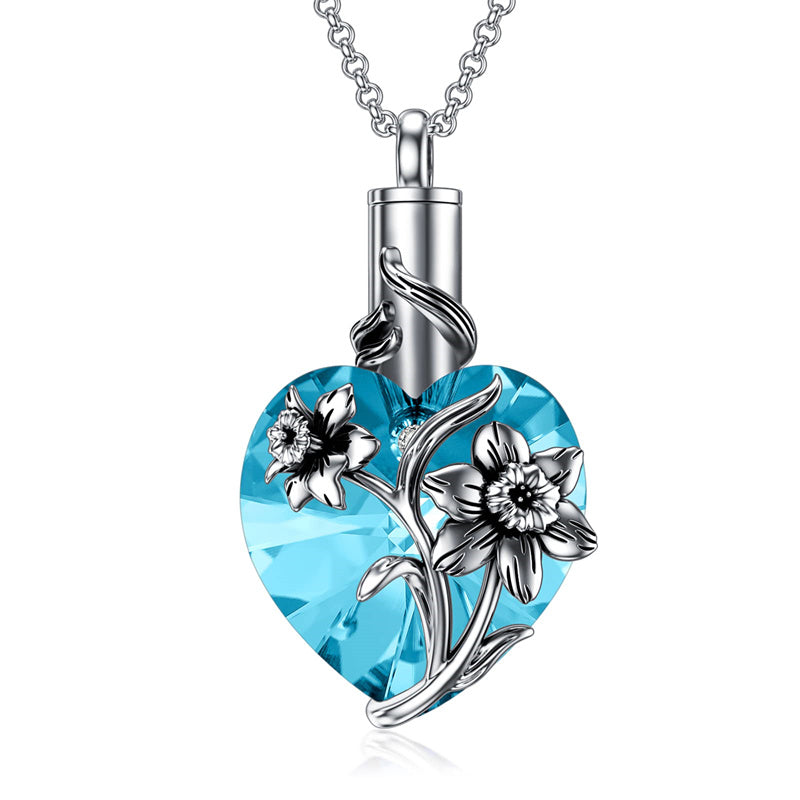 Sterling Silver Personalized Photo 12 Month Birth Flower Pendant Neckl