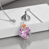Sterling Silver Rose Love Heart Crystal Urn Necklace for Ashes Womens Rose Cremation Jewelry