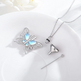 Sterling Silver Butterfly Celtic Knot Urn Necklace for Ashes