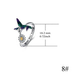 Hummingbird Rings Gifts for Women Sterling Silver Bird Daisy Flower Ring for Girls Friend
