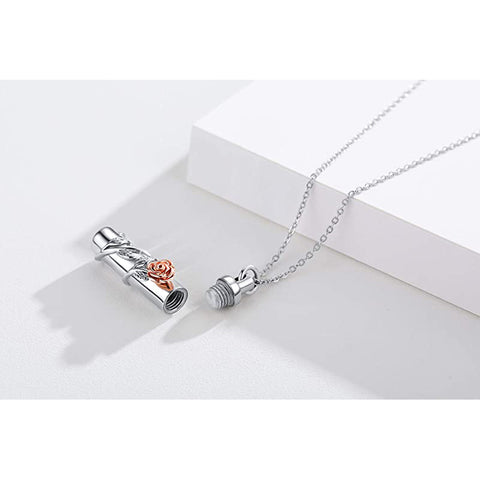 Sterling Silver Rose Flower Urn Necklace for Ashes