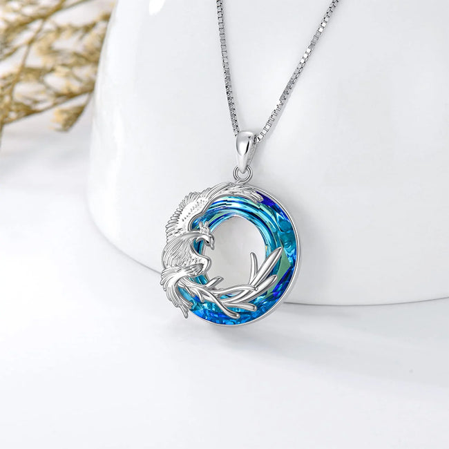 Phoenix Necklace Nirvana of Phoenix 925 Sterling Silver Firebird Crystal Pendant Jewelry Gift for Women Girls Necklace