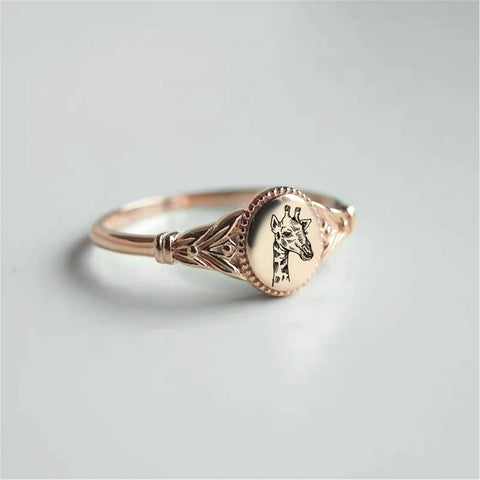 Sterling Silver Giraffe Animal Ring