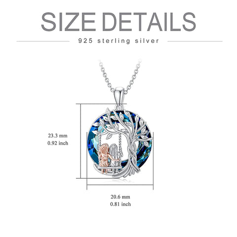 Sisters Gifts 925 Sterling Silver Tree of Life 2 Sisters Necklace with Crystal Sister Jewelry Gifts for Women Friend