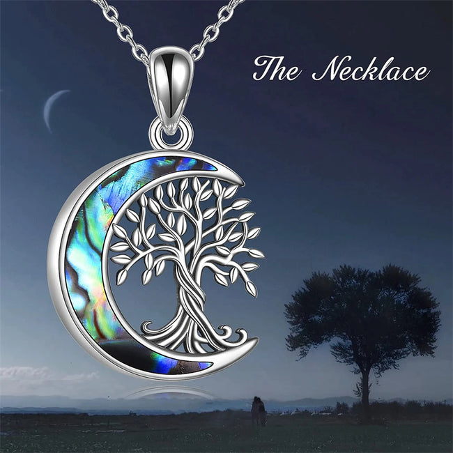 Urn Necklace for Ashes Sterling Silver Tree of Life Cremation Jewelry for Ashes Heart Abalone Shell Memory Jewelry for Women