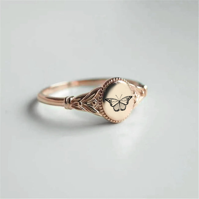 925 Sterling Silver Retro Style Ring Butterfly Ring