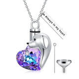 Sterling Silver Personalized Crystal Dog Urn Necklace for Ashes