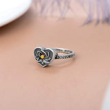 Sterling Silver Heart Lotus Flower Urn Ring for Ashes Engraved with Always in My Heart