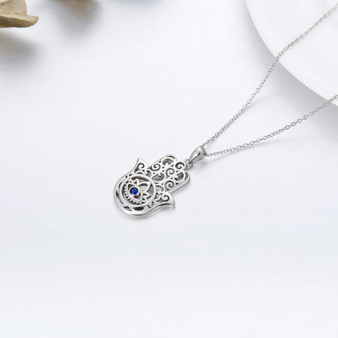 925 Sterling Silver Hand of Fatima Necklace Elephant Hamsa Necklace Evil Eye Hamsa Necklace