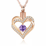 Cremation Jewelry Heart Urn Necklace for Ashes for Women Gilrs Memorial Keepsake Birthstone Pendant