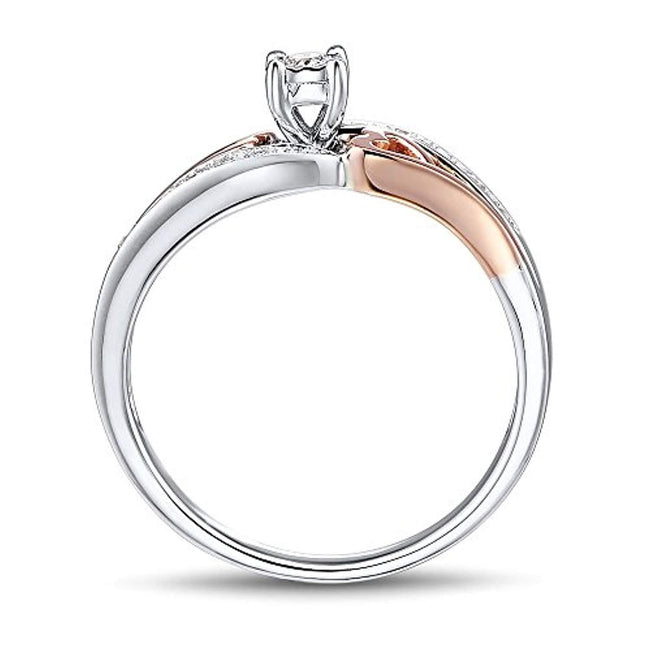 Diamond Ring for 10th Wedding Anniversary in 10k Rose Gold and Sterling Silver 1/10 cttw