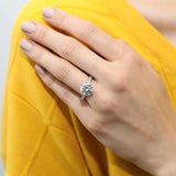 Rhodium Plated Sterling Silver Round Cubic Zirconia CZ Statement Solitaire Engagement Ring 4.23 CTW