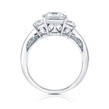 Rhodium Plated Sterling Silver Princess Cut Cubic Zirconia CZ 3-Stone Anniversary Promise Engagement Ring 2.64 CTW