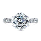 Rhodium Plated Sterling Silver Round Cubic Zirconia CZ Statement Solitaire Engagement Ring 4.23 CTW