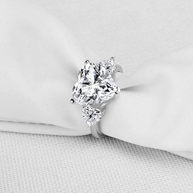 Women 925 Sterling Silver 6 Carats Heart Cut White Cubic Zirconia Cz Engagement Wedding Ring