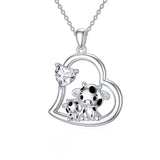 Sterling Silver Mother Daughter Cow Pendant Necklace