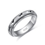 Spinner Fidget Ring S925 Sterling Silver Anxiety Worry Band Fidget Stress Relieving for Women Men