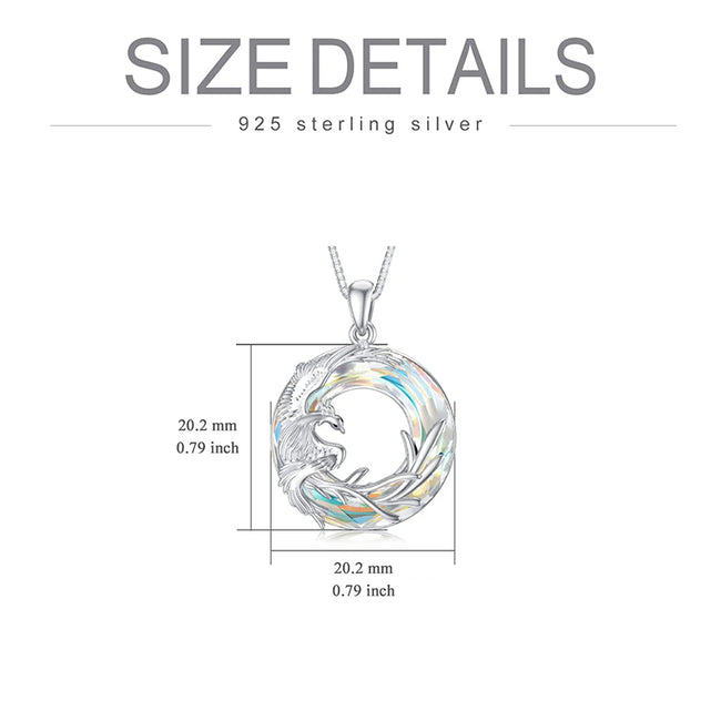 Phoenix Necklace Nirvana of Phoenix 925 Sterling Silver Firebird Crystal Pendant Jewelry Gift for Women Girls Necklace