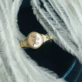925 Sterling Silver Birth Flower Ring Vintage Flower Signet Ring