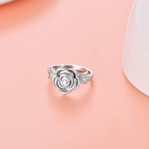 925 Sterling Silver Rose Flower Cremation Urn Ring Ashes Cremation Keepsake Ring Jewelry